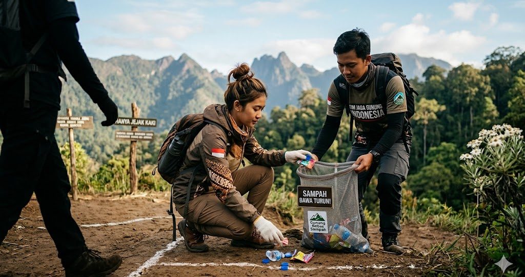 etika menjaga ekosistem gunung selama perjalanan travel / pendakian